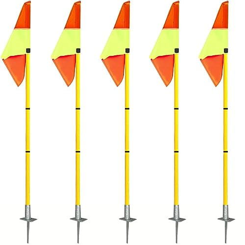 HDYZJQ Portable Football Field Corner Flags Agility Poles, Splicing Marker Rod with Bright Flags and Anti-Shedding Rope, Sports Trainning Speed Pole (Color : Yellow, Size : 1.5m(5ft))
