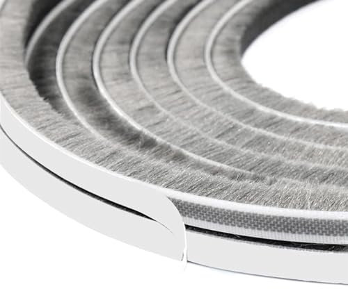 Door Draft Excluder Strip, 5 Meters *9mm*9mm Draft Excluder for Windows, Draft Excluder for Doors, Self-Adhesive Brush Seal Strip for Window and Door 4mm-9mm Gaps