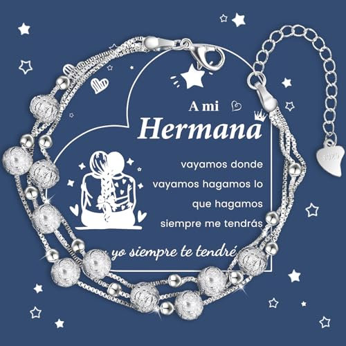 CheersLife Pulsera Hermanas Regalo Para Hermana Regalo Pulsera Plata Mujer Regalos Originales Joyería Amistad Para Hermana Cumpleaños Navidad Graduación Mujer