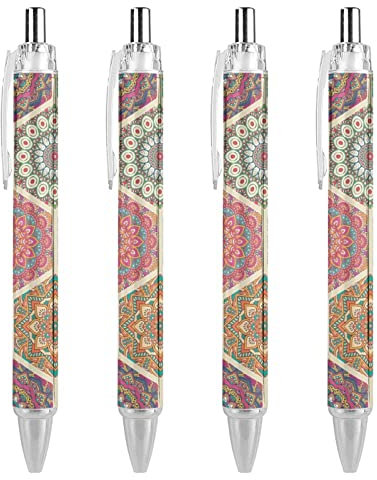 Mandala-Kugelschreiber, einziehbar, niedlich, 0,5 mm, feine Spitze, flexibel, runder Schaft, für Damen und Herren