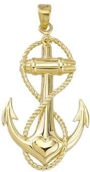 JC Trauringe Gold Anhänger Anker in Echt 585 Gold klassische, schlichte Herz Hoffnung Goldanhänger Goldschmuck Damen Schmuck Kettenanhänger in Gelbgold inkl. Schmucketui 8604