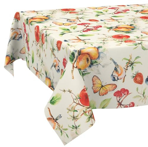 Tischdecke Stoff abwaschbar Tischtuch Tafeldecke pflegeleicht Lotuseffekt schmutz- & wasserabweisend für Indoor Outdoor Tischdecke 200x140cm Schnittkante Istria