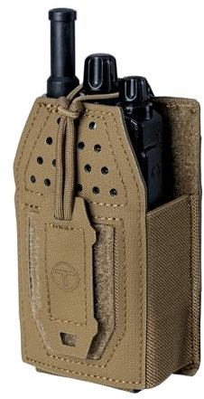 TOPTACPRO Bolsa táctica Molle para radio, soporte universal para walkie talkie Motorola BaoFeng UV-5R BF-F8HP ajustable almacenamiento rifle bolsa de revista, marrón camel, Bolsa táctica para radio