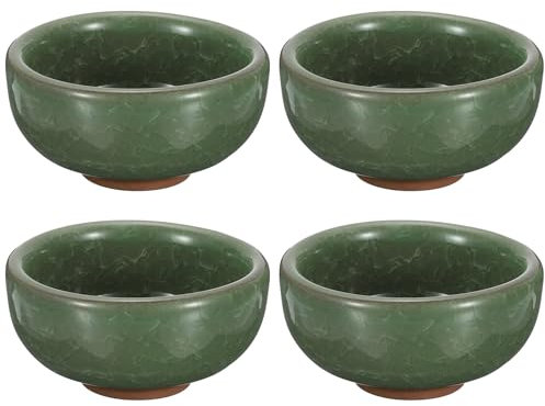 PATIKIL Chinese Calligraphy Ink Dish, 4 Pcs Painting Brush Rest Dish Multifunctional Japanese Ceramics Ink Water Plate for Calligraphy, Painting, Art Supplies, Light Green