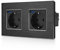 CNBINGO Prise Schuko en aluminium encastrée avec ports USB (prise en charge de type C et type A prise en charge de la charge rapide de 20 W), contact de protection, prise murale encastrable avec cadre
