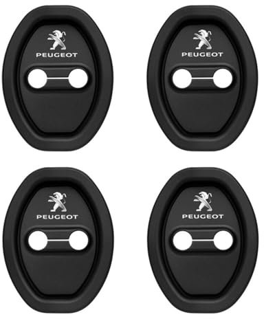 BFRDGE 4Pcs Car Door Lock Cover, for Peugeot 2008 2013-2018 Car Door Latch Protective Cover, Silent Shock Car Silicone Door Latch Protective Cover,A Black