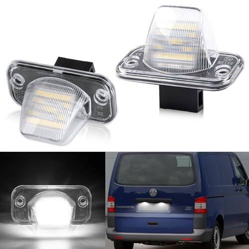 POPMOTORZ LED Kennzeichenbeleuchtung, LED Nummernschildbeleuchtung mit Canbus Fehlerfrei 2835 SMD für VW T4 Tranaporter Ayncro P-assat B5 Limousine Candy Syncro T-ouran Transporter, 2 Stück