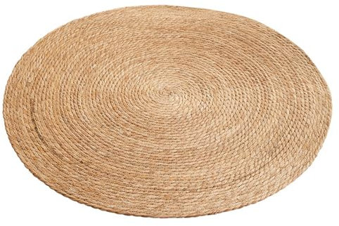HUIFACAI Tapis rond en paille tressée à la main naturelle pour yoga, fitness, repos en plein air, relaxation, décoration de cuisine