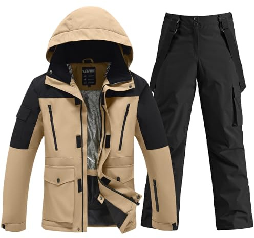 HOTIAN Herren Ski Jacke und Hosen Set Herren Schneeanzug Winter Warme schneeanzug Wasserdicht Winddicht skibekleidung Snowboard Set HK+BK XL