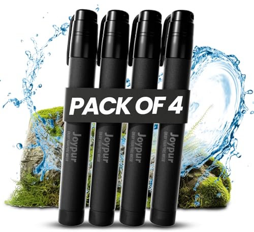 Tragbarer Wasserfilter Outdoor - 99,9999% Bakterien & Viren entfernt - Leicht & Kompakt für Camping, Wandern, Survival - Hochleistungsfilter für Sauberes Trinkwasser (Schwarz*4)