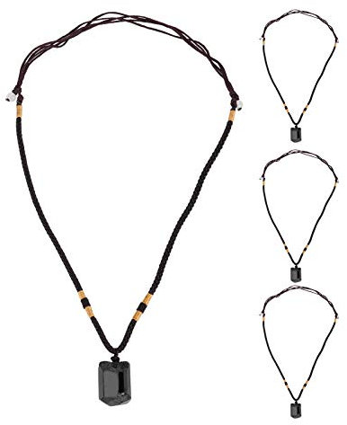 BestYiJo Pendentif en Tourmaline Noire, Lot de 4 avec Chaîne Réglable
