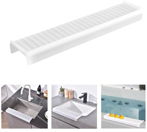 iAnomla Protector De Borde De Fregadero De Silicona, 20 51 cm, Cubierta Protectora Contra Salpicaduras Para Fregadero De Cocina Con Ventosa, Plegable, Protector De Encimera De Fregadero, Transparente