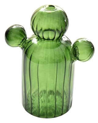 Ksikdeg Vaso in vetro a forma di cactus, decorazione per la stanza, trasparente, per piante idroponiche, piccolo vaso decorativo per scrivania, ornamento per compleanno