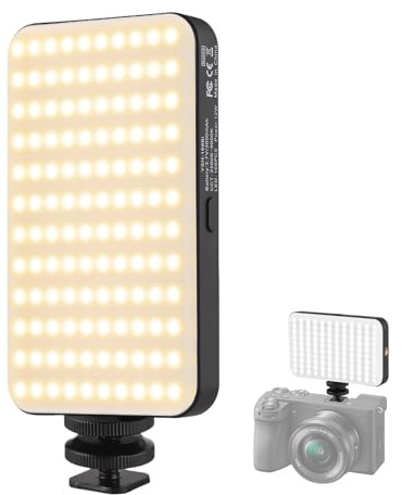 Andoer LED Videolicht, Selfie Licht 2500K–9000K dimmbar Videokonferenzlicht eingebauter 3000-mAh-Akku mit Kaltschuhadapter für Vlog-Live-Streaming, Produktfotografie