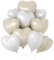 Herz Folienballon Weiß Creme, 10 Stück 18 Zoll Beige Herz Folien Luftballons Heliumfolie Herzförmige Ballons für Geburtstag Babyparty Hochzeit Verlobung Valentinstag Dekorationen