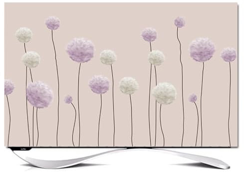 JANEMUA Indoor TV Screen Protector Cover, Purple Pattern Dust/Sun Proof Art Decoration Cover,Universal for Desktop/Desktop Monitor/Wall Mount/Curved TV-D||58-60inch
