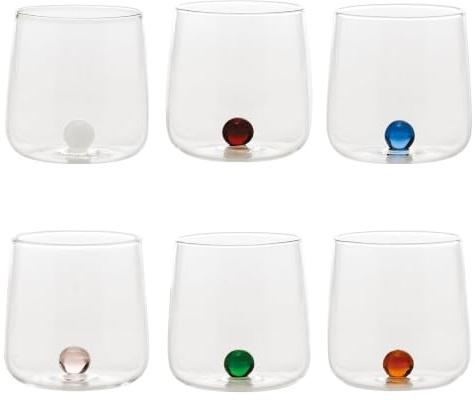 Set mit 6 Borosilikatgläsern, Bilia Tumbler Zafferano, verschiedene Farben