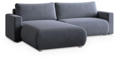Masseno Ecksofa Turin M mit Schlaffunktion L-Form, Sofa mit Bettkasten, Wohnzimmersofa, Couch, Soffa, Bettsofa, Couchgarnitur- Grau, Monolith 85