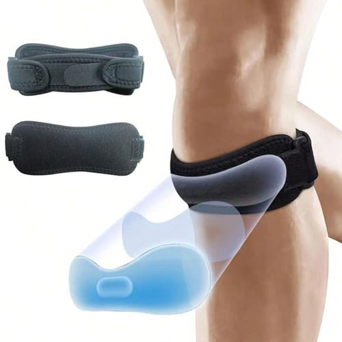 Correa Rotuliana Ajustable (2 Unidades) para Alivio de Tendinitis y Dolor de Rodilla, Rodilleras Deportivas para Correr, Baloncesto, Senderismo, Tenis, Fitness y Más, Antideslizante y Transpirable