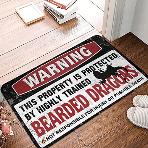 Cave Man Bar Warning This Property is Protected by A Highly Trained Bearded Dragon1 Rug Cool Stuff for Boys Gaming Room Accessories (65 x 90 cm)