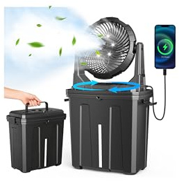 Ausic Ventilateur brumisateur portable de 9 L, 25,4 cm, pour terrasse, autonomie maximale de 55 h, ventilateur à piles rechargeables de 20 000 mAh pour extérieur, camping, pêche, voyage, jardin, golf