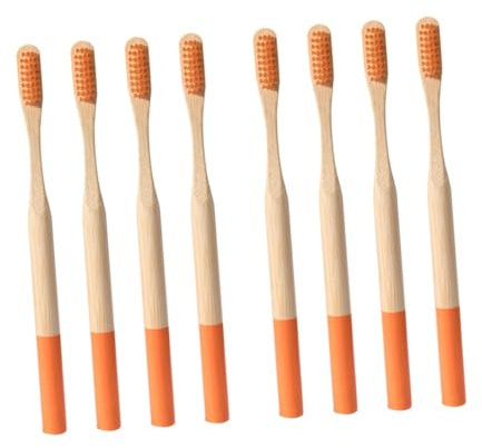 CALLARON 2 Sätze Erwachsene Zahnbürste Mundhygiene Clean Nachhaltige Zahnbürste Öko Empfindlich Reisen Zeichenkohle n Aus Holz Bambus Hölzern Orange 4 Stück * 2