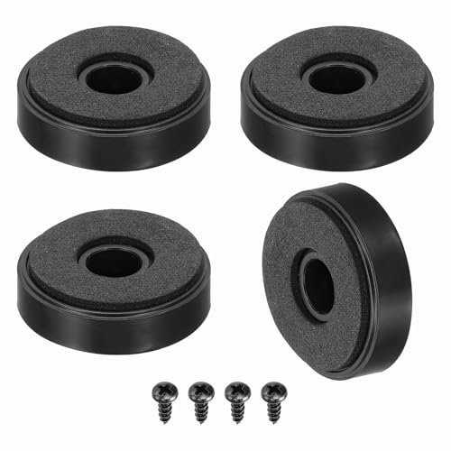 sourcing map 4 Pcs Speaker Isolation Feet,40mmx10mm Plastic Foam Shock Absorption Base Pad Anti Vibration Amplifier Stand Feet Mat for Audio CD HiFi Home Theater Sound System, Black