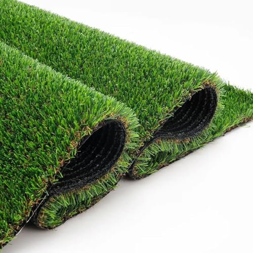 YOEVU - Césped Artificial 20mm | Realismo Natural y Alta Densidad | Resistente a UV y Clima | Fácil Instalación y Sin Mantenimiento | Seguro para Niños y Mascotas, Verde (1X25 Metros)