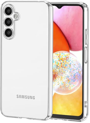 NEW'C Coque pour Samsung Galaxy A14, Transparente Silicone TPU Souple | 6,6 pouces, Anti-rayures, Antichoc, Fin