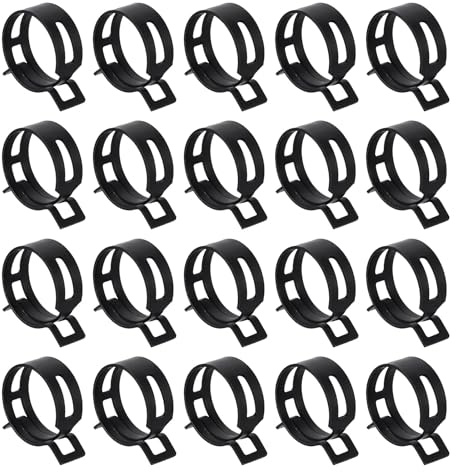 sourcing map Lot de 20 colliers de serrage à ressort en silicone pour tuyau de carburant de 33 mm - Noir
