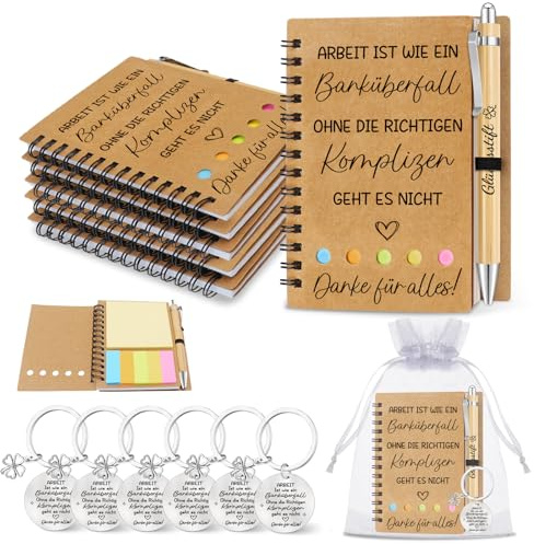 Epaing 6 Sets Dankeschön Geschenke für Kollegen Mitarbeiter Notizbuch Klein | Kugelschreiber, Schlüsselanhänger, mit Beutel Abschiedsgeschenk für Kollegenfür Kollegin Mitarbeiter Jobwechsel Weihnachten