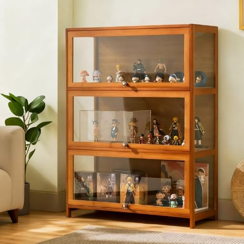 JFBLSD Staubgeschützte Acrylglas-Vitrine - Sicherer Aufbewahrungsschrank für Wertvolle Sammlungen, Actionfiguren, Bücher - Für Wohnzimmer, Büro & Ladengeschäft(3 Door 70cm)