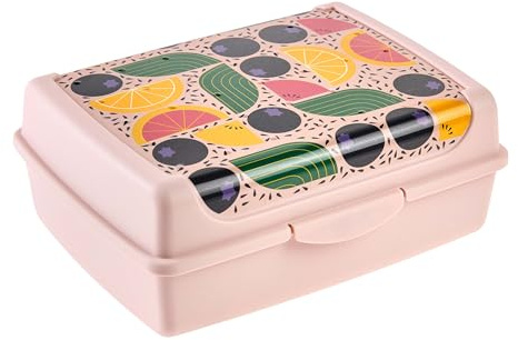 keeeper carla Essensbox, Midi, 1 l, Modern Fruits, Nordic Pink | Praktischer und sicherer Clipverschluss, Mühelos mit nur einem Klick öffnen, Zuverlässig verschließen, Lebensmittelecht