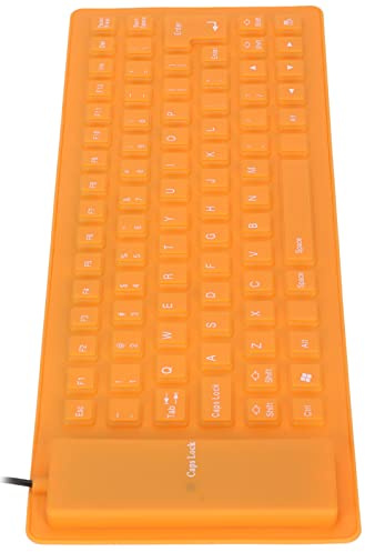 Topiky Tastiera in Silicone Impermeabile Leggera Portatile Silenziosa Morbida Confortevole per PC, Tastiera in Silicone Pieghevole, Adatta per i Viaggi in Ufficio a Casa (ORANGE)
