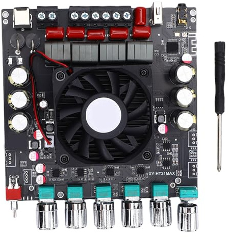 banapoy Placa Amplificadora de Audio Bluetooth de 2.1 Canales, 200W+200W+400W para System de Altavoces Domésticos con Ajuste de Tono Alto y bajo y Múltiples Protecciones