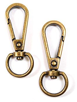 Vintageparts längliche Karabinerhaken mit Drehkupplung in antik bronzefarben 2 Stück DIY-Schmuck Karabiner Verschluss Schlüsselanhänger