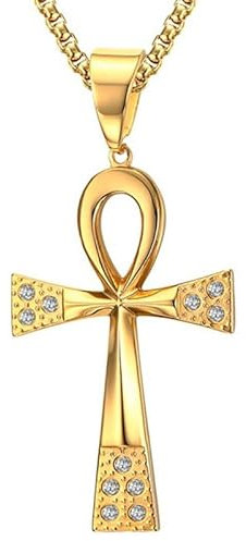 BOBIJOO JEWELRY - Pendentif Collier Homme Femme Croix de Vie Ankh Egyptienne Acier inoxydable Argent ou Or Chaîne - N03