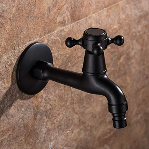 FZHLR Längste Tap Für Outdoor-Garten Schwarz Messing Wandmontage Badezimmer Corner Waschmaschine Hahn-Bad Wc Mop Pool Taps Bibcocks