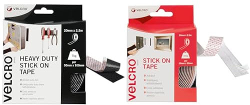 Velcro Marque Rouleau Adhésif Auto-Agrippant Industriel Très Résistant Double Face & Ruban Adhésif Auto-Agrippant À Crochets Et Boucles, Qui Se Coupe À La Longueur Désirée, 20Mm X 2,5M
