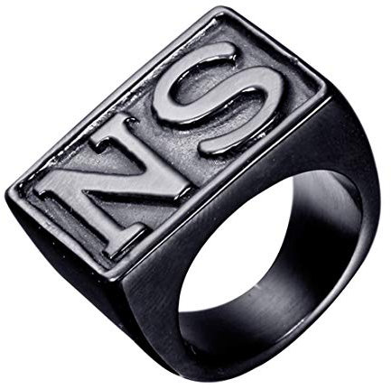 HIJONES Schmuck Herren Edelstahl Biker Ringe NS Weinlese Schwarz Größe 54 (17.2)
