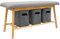 DuneDesign Nordic Sitzbank mit 3 Filzkörben - 90x34x44 Bambus Schuhbank Holz Bank für Flur Garderobe