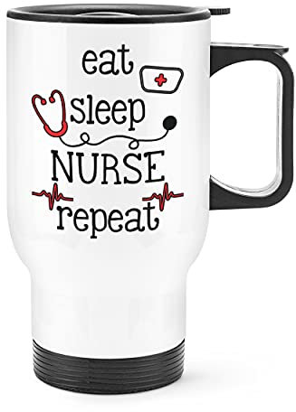 Eat Sleep Nurse Repeat Travel Mug Cup with Handle
