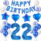 Luftballons 22. Geburtstags deko Mann blau set, Geburtstagsdeko 22 jahre Geburtstag Dekoration Mann blau,Folien ballons 22 Geburtstag deko banner,girlande deko 22. geburtstag Mann deko