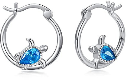 Schildkröte Ohrringe 925 Sterling Silber Hypoallergen Creolen Niedliche Tier Ohrringe Sommer Strand Schmuck Meeres Schildkröte Geschenke für Frauen Teen Mädchen Kinder