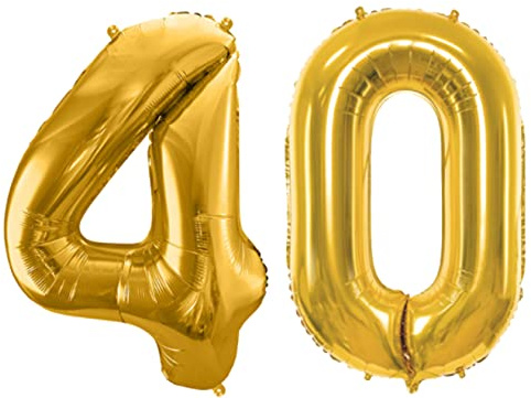 Luftballon 40. Geburtstag Gold Folienballon 40 XXL Größe 86cm-100cm goldener Dekoballon 40 Geburtstag Deko Jubiläum 40 Jahre Folienluftballon Zahl 40 Gold