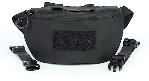 Zentauron Hüfttasche Modular 1,8L Bauchtasche mit MOLLE, abnehmbarem Gurt, 2 Fächern, Klettflausch, Karabiner, Rückfach für Ballistik – Tactical Gürteltasche für Beruf & Freizeit
