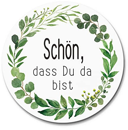 120 pcs Aufkleber Schön dass du da bist, Sticker für Hochzeit, Geburtstag und andere Feste, Rund 4cm Durchmesser (Grüne Blätter 1)