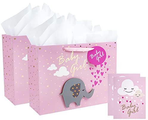 Loveinside Extra Große Geschenktüte Mit Geschenkkarte Und Weißem Seidenpapier – Baby Girl 3D Making Design – 40,7 × 15,3 × 30,5 cm