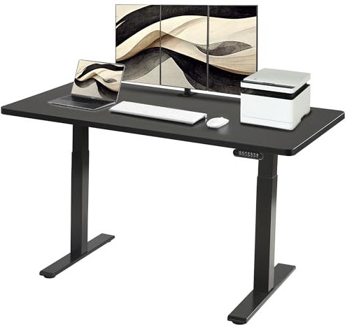 E.For.U® höhenverstellbarer Schreibtisch 180x80 cm, 2 Motoren, elektrisch höhenverstellbares Tischgestell mit 2-Fach-Teleskop, Memory-Steuerung (Schwarz), DT20L mit Tischplatte (Schwarz)