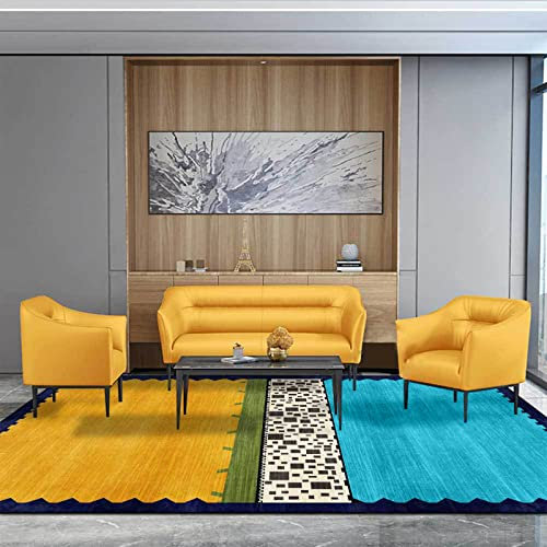 Rururug Teppich Rechteckig Anti-Rutsch Home Office Esszimmer Wohnzimmer Schlafzimmer Küche Konferenzraum Kurzflor Teppiche,senfgelb türkis, grün,Rectangular 200 x 300 cm